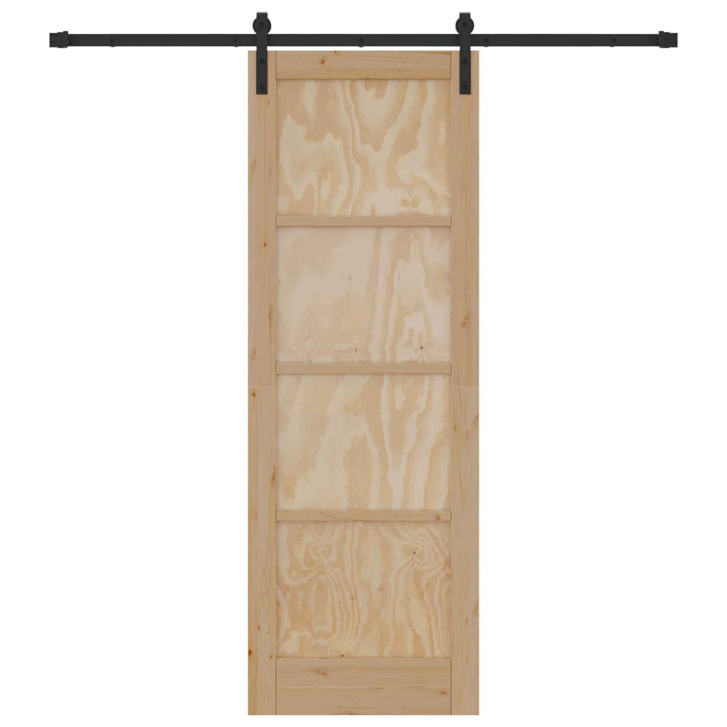 Sliding Door Natural and Black 73.5 x 211 cm Solid Pine Wood