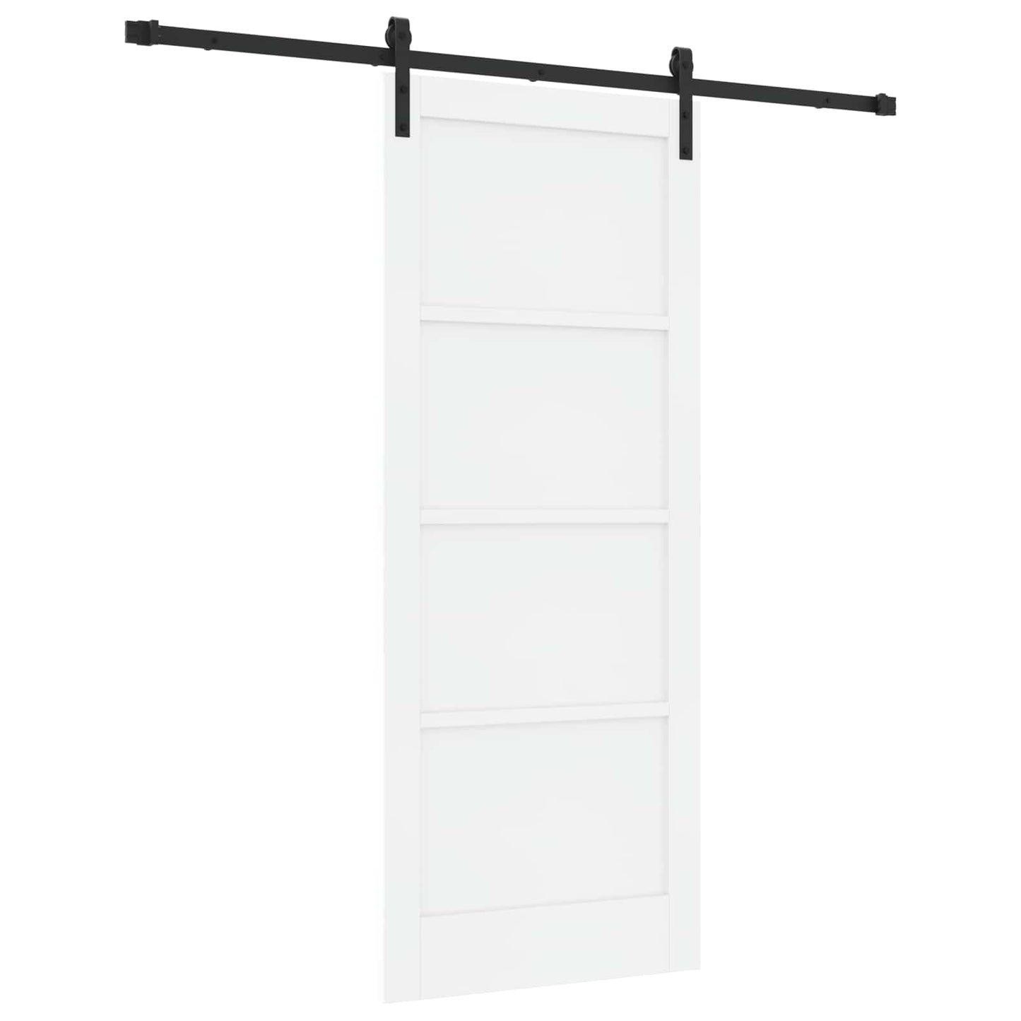 Sliding Door White and Black 83 x 202 cm Solid Pine Wood