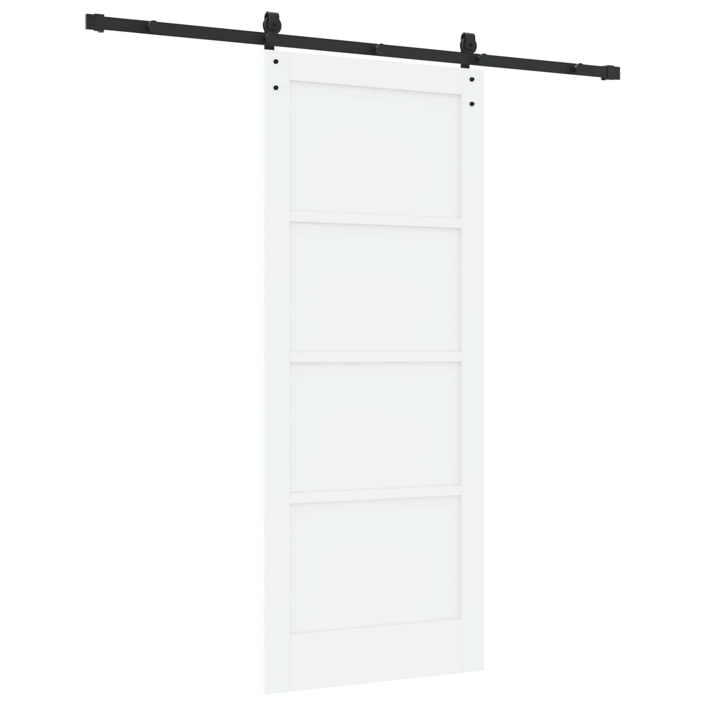 Sliding Door White and Black 83 x 202 cm Solid Pine Wood