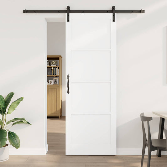 Sliding Door White and Black 83 x 232 cm Solid Pine Wood