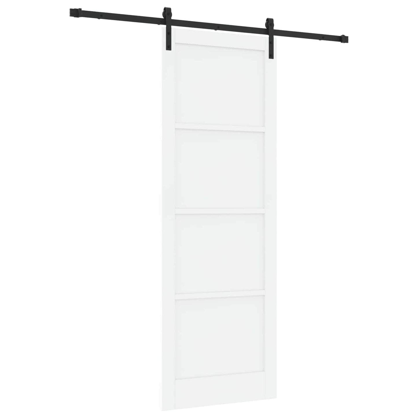 Sliding Door White and Black 83 x 232 cm Solid Pine Wood