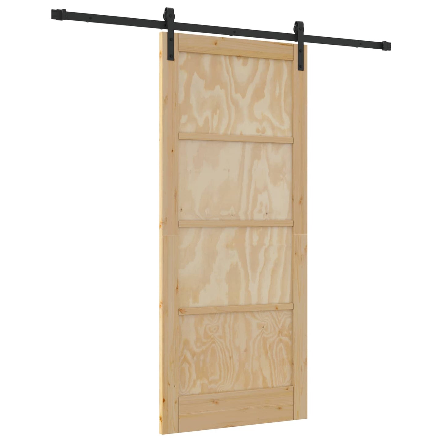 Sliding Door Natural and Black 86 x 198.5 cm Solid Pine Wood