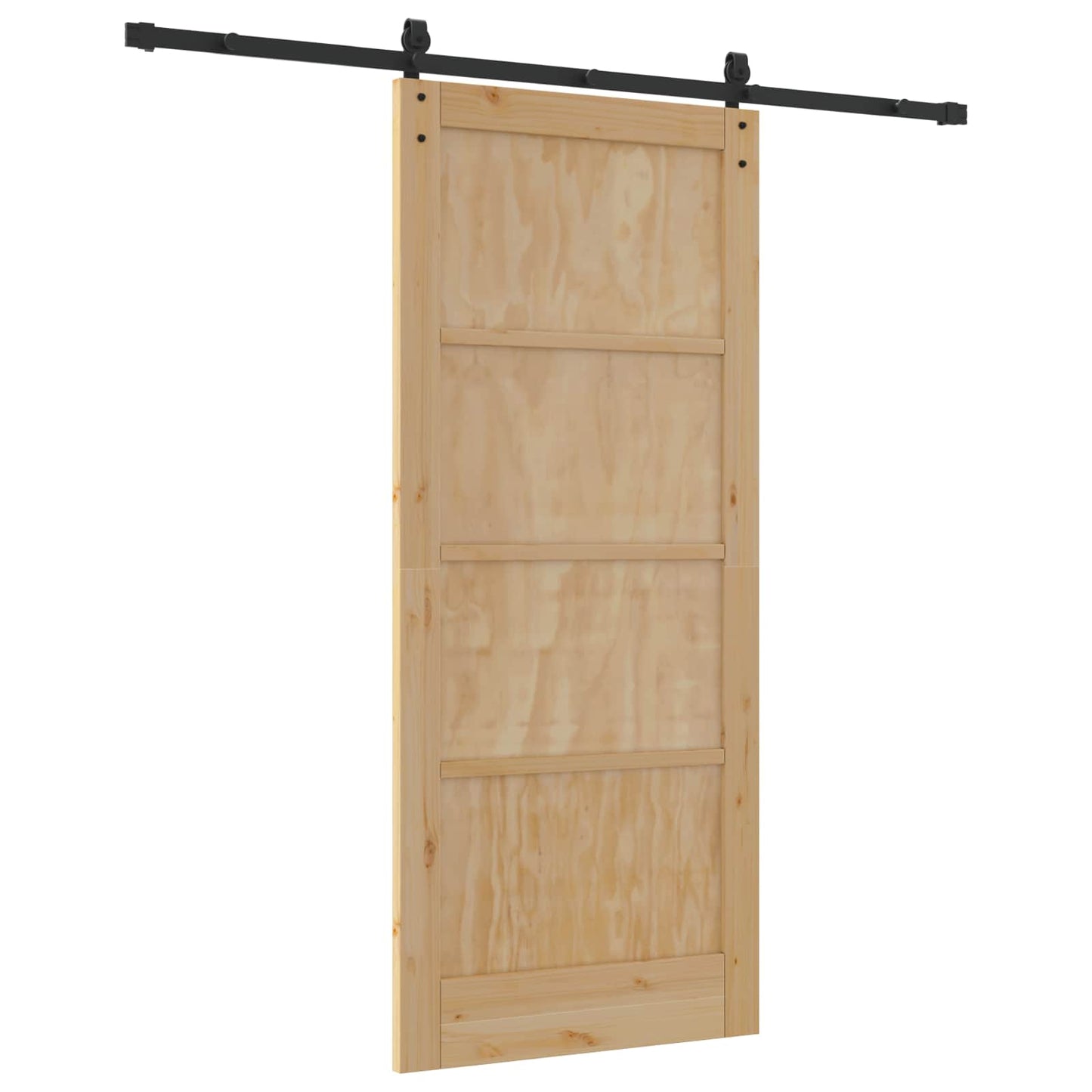 Sliding Door Natural and Black 86 x 198.5 cm Solid Pine Wood