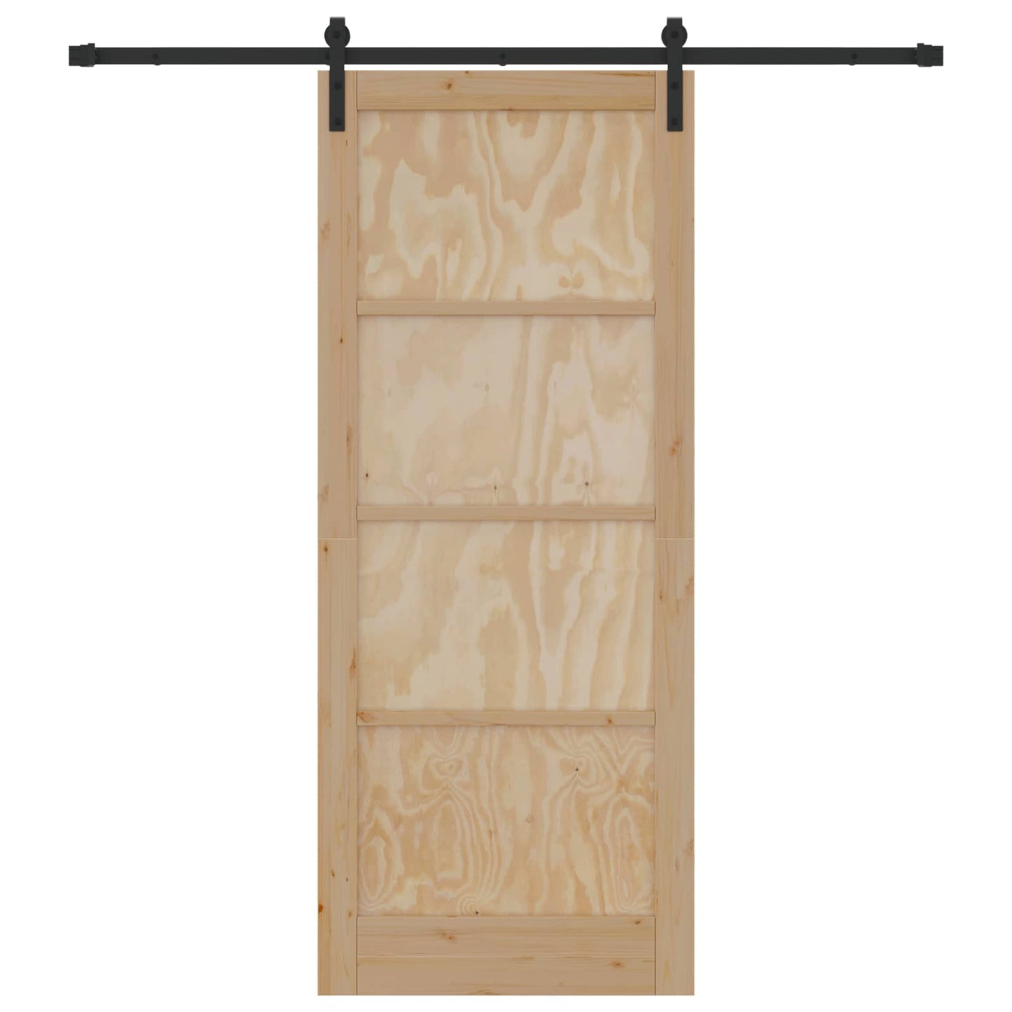 Sliding Door Natural and Black 86 x 211 cm Solid Pine Wood