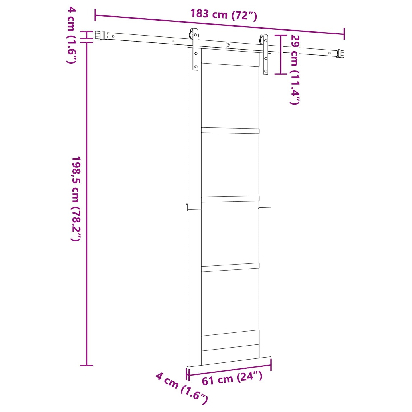 Sliding Door Natural and White 61 x 198.5 cm Solid Pine Wood