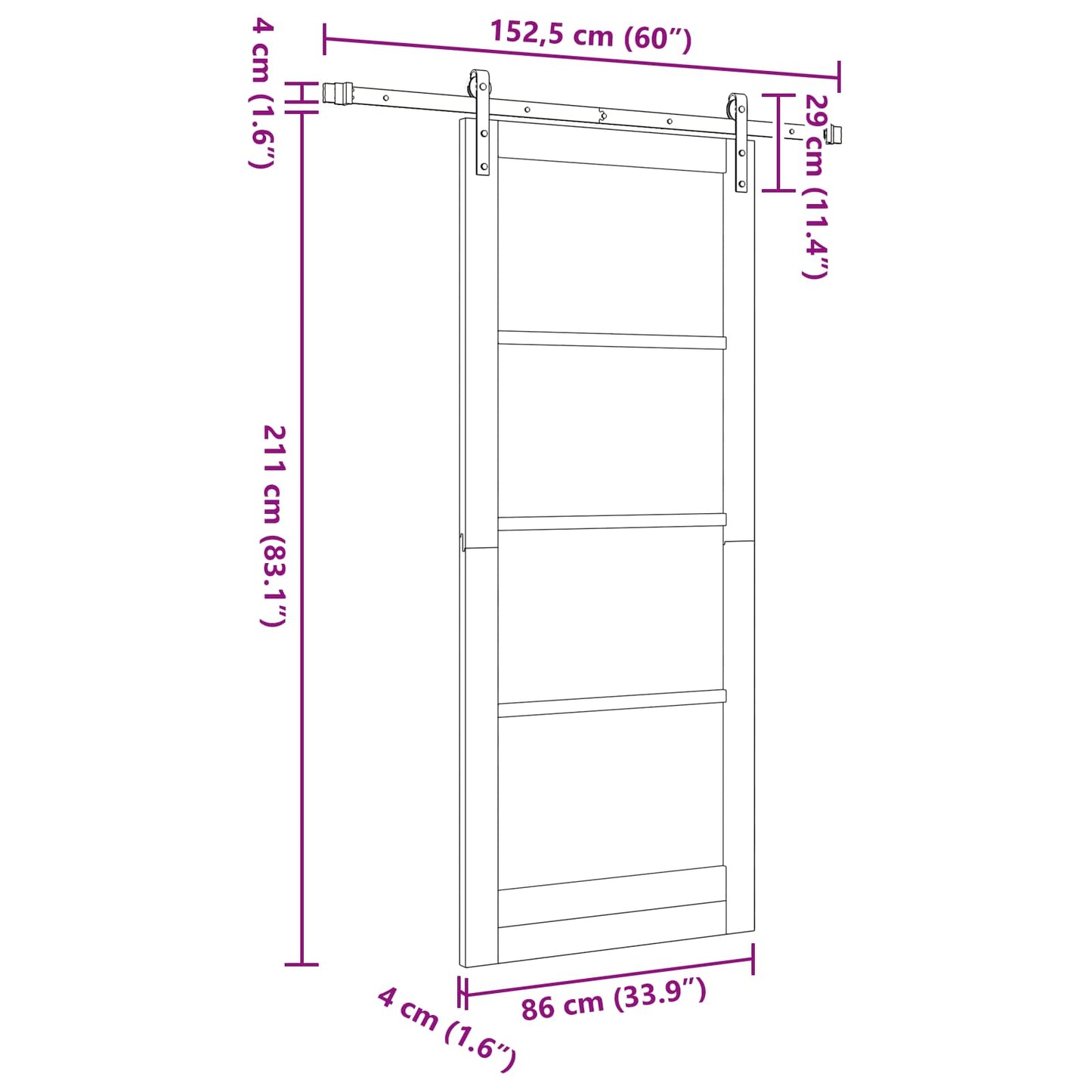 Sliding Door Natural 86 x 211 cm Solid Pine Wood