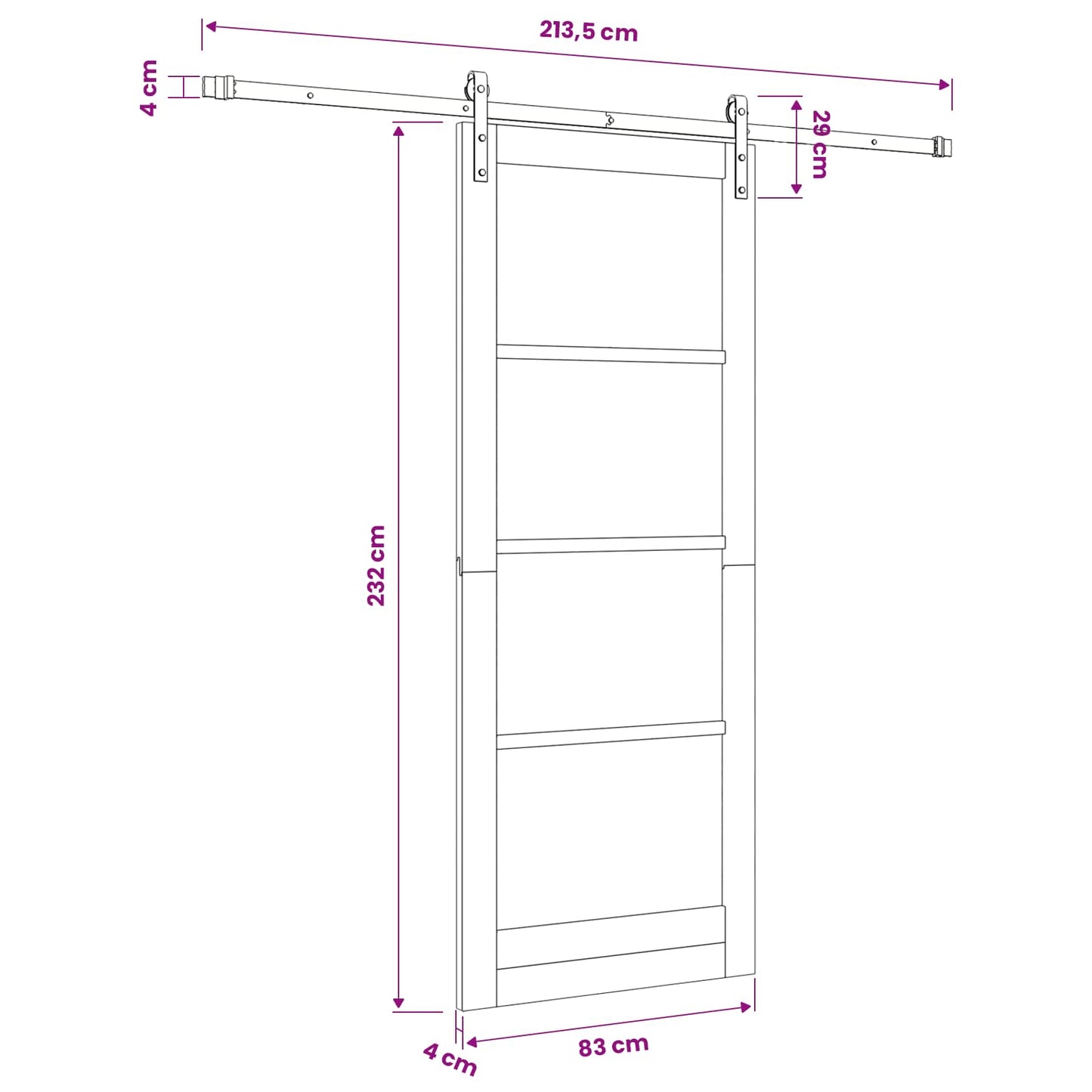 Sliding Door Natural 83 x 232 cm Solid Pine Wood