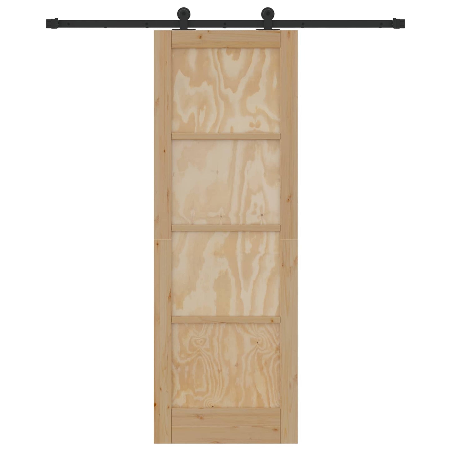 Sliding Door Natural and Black 73.5 x 211 cm Solid Pine Wood