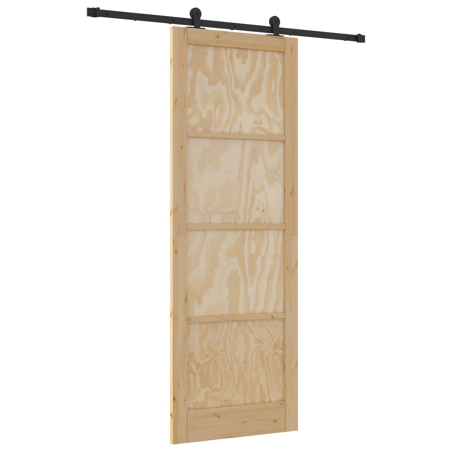 Sliding Door Natural and Black 83 x 232 cm Solid Pine Wood