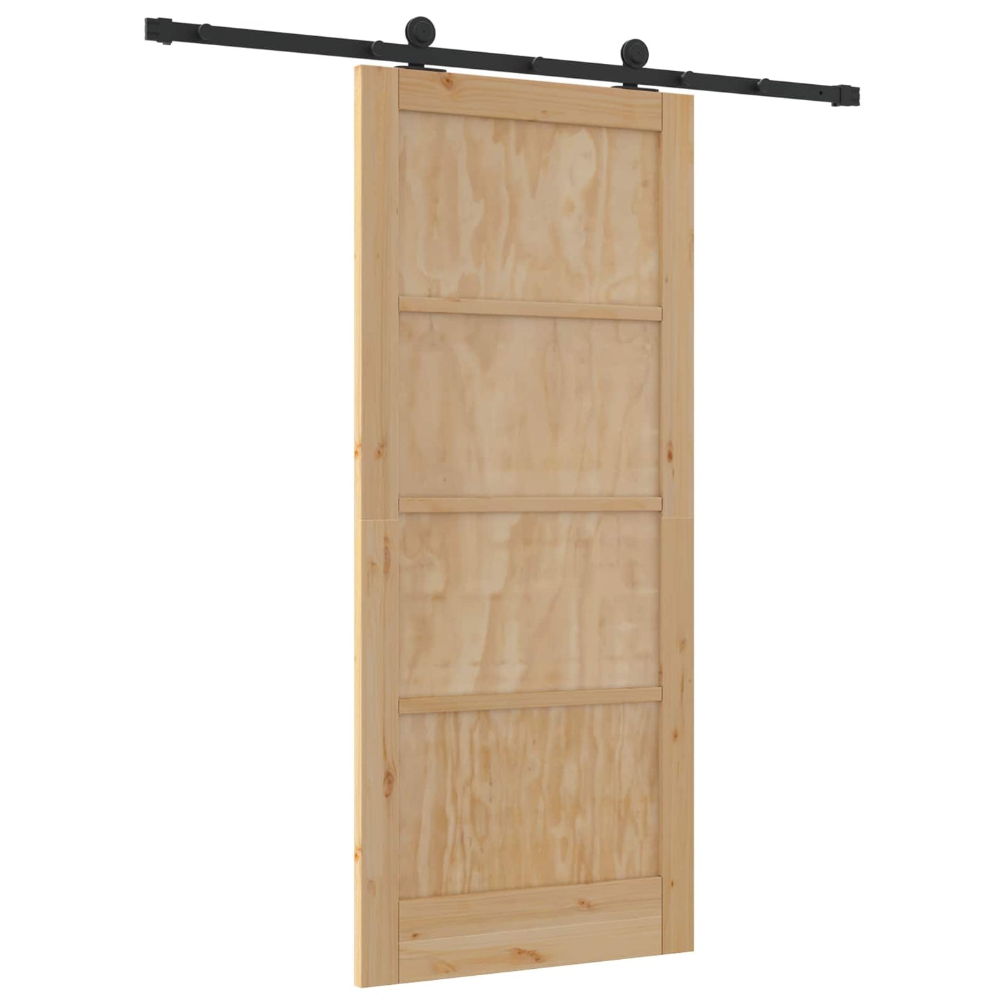 Sliding Door Natural and Black 86 x 198.5 cm Solid Pine Wood