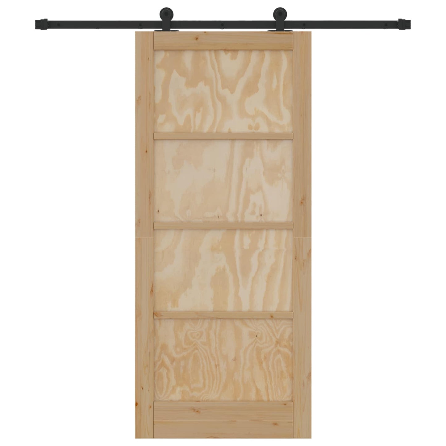 Sliding Door Natural and Black 86 x 198.5 cm Solid Pine Wood
