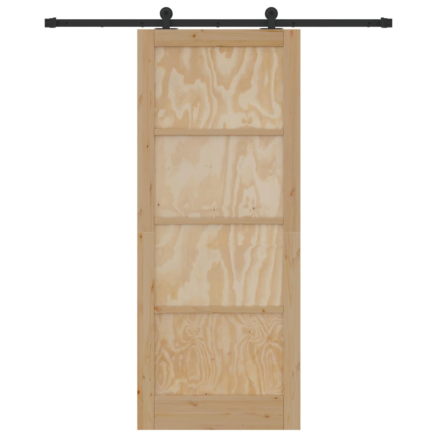 Sliding Door Natural and Black 86 x 211 cm Solid Pine Wood