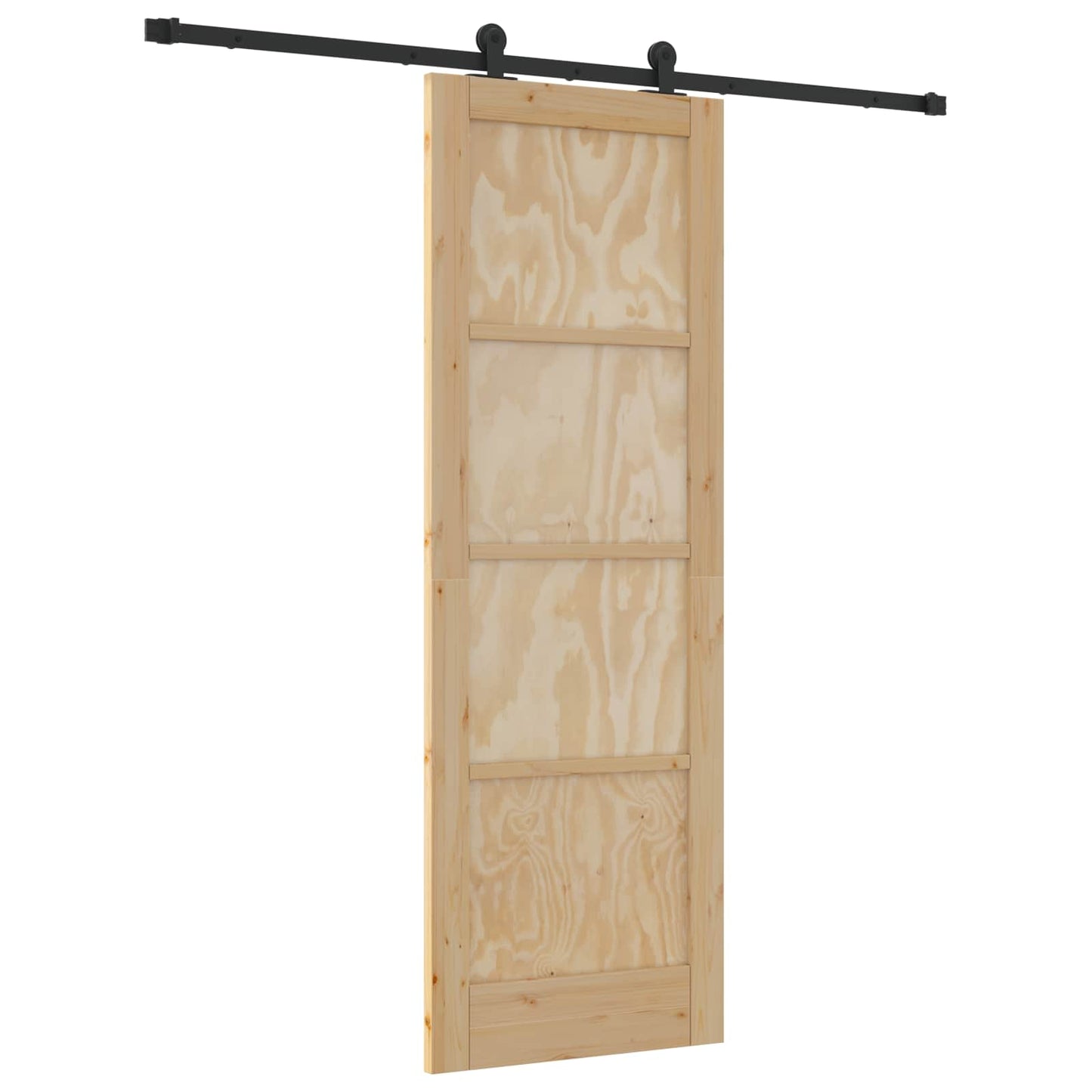 Sliding Door Natural and Black 73.5 x 211 cm Solid Pine Wood