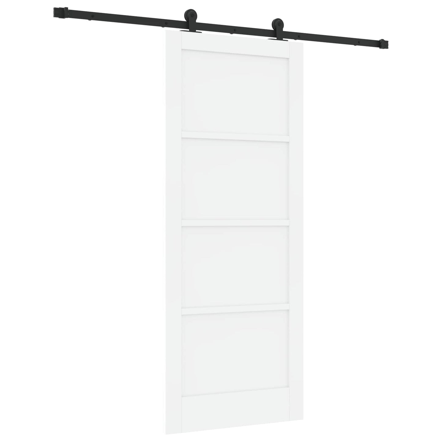 Sliding Door White and Black 83 x 202 cm Solid Pine Wood