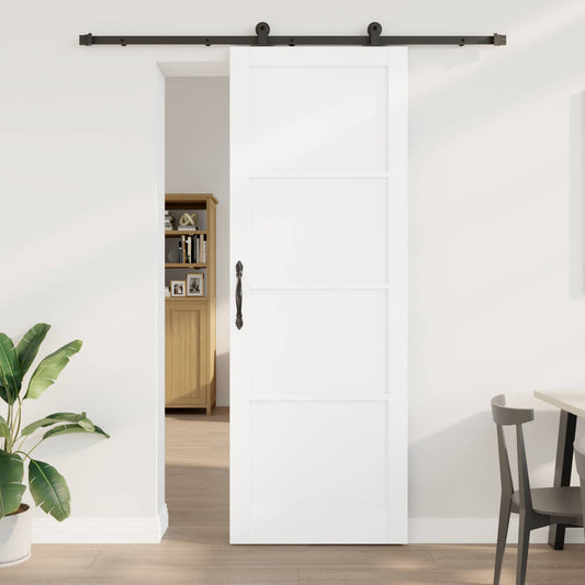 Sliding Door White and Black 83 x 232 cm Solid Pine Wood