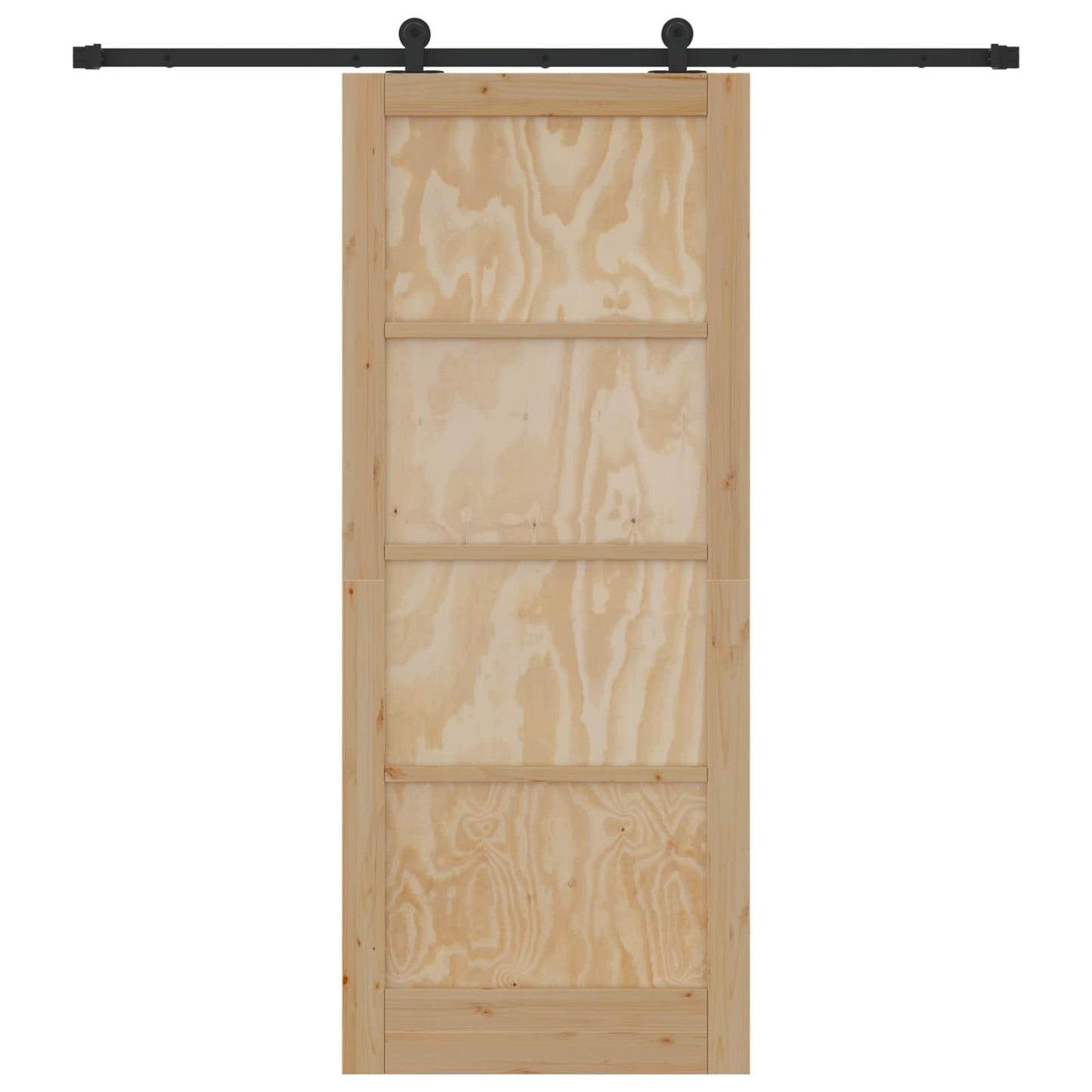 Sliding Door Natural and Black 86 x 211 cm Solid Pine Wood