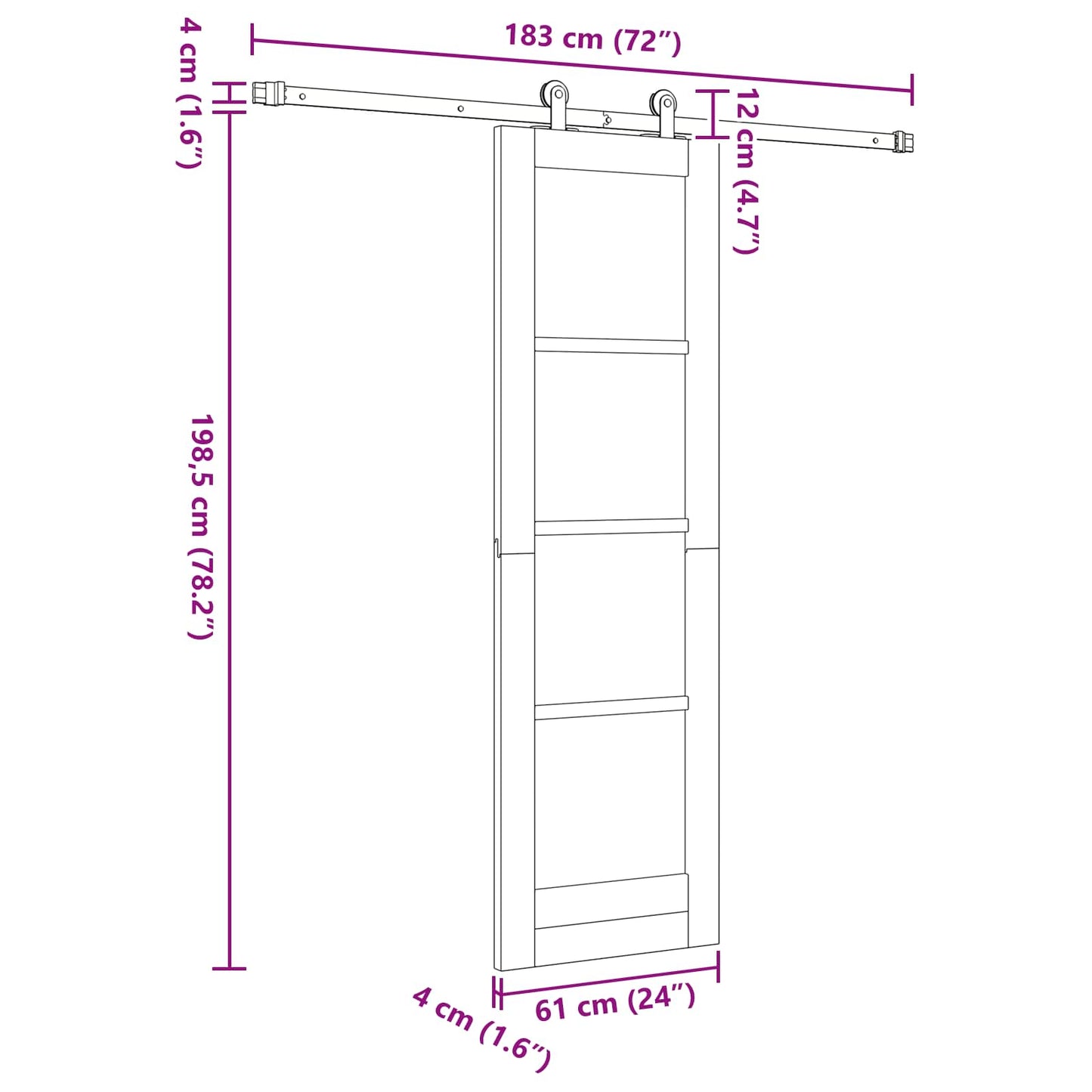 Sliding Door Natural and White 61 x 198.5 cm Solid Pine Wood