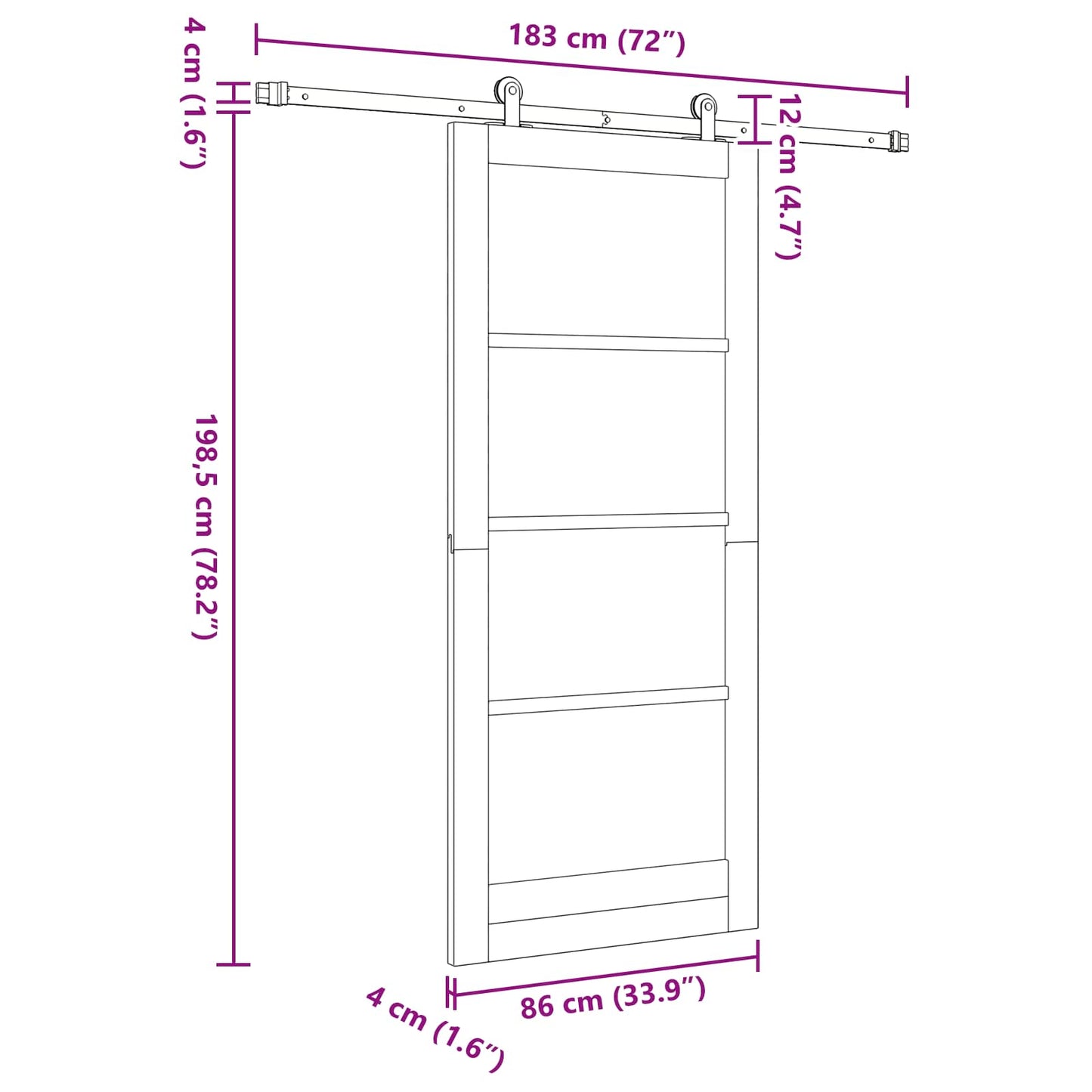 Sliding Door Natural and White 86 x 198.5 cm Solid Pine Wood