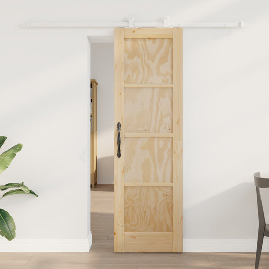 Sliding Door Natural and White 61 x 198.5 cm Solid Pine Wood