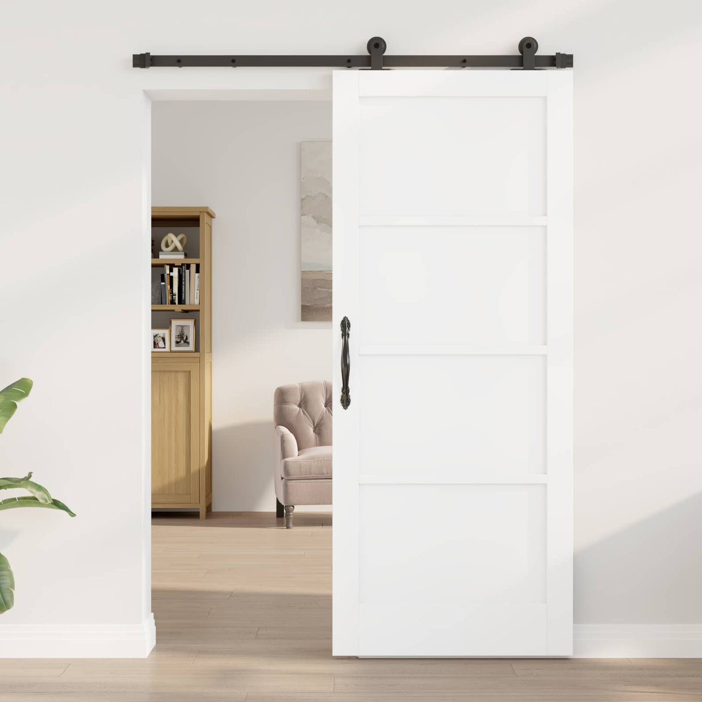 Sliding Door ORKDAL White 83 x 202 cm Solid Pine Wood