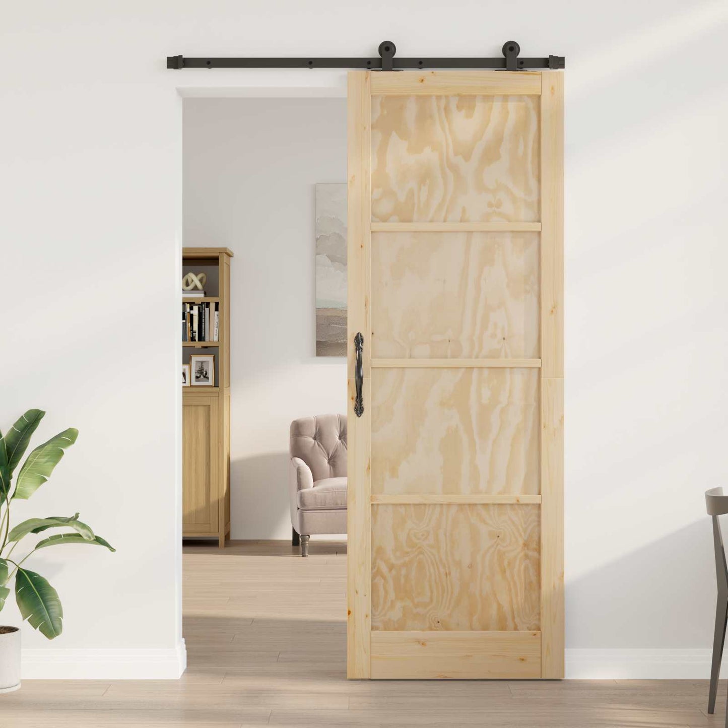 Sliding Door ORKDAL Natural 83 x 232 cm Solid Pine Wood