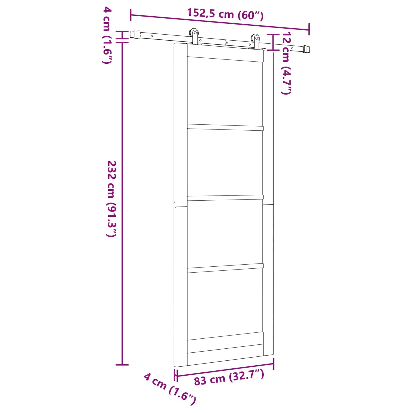 Sliding Door ORKDAL Natural 83 x 232 cm Solid Pine Wood