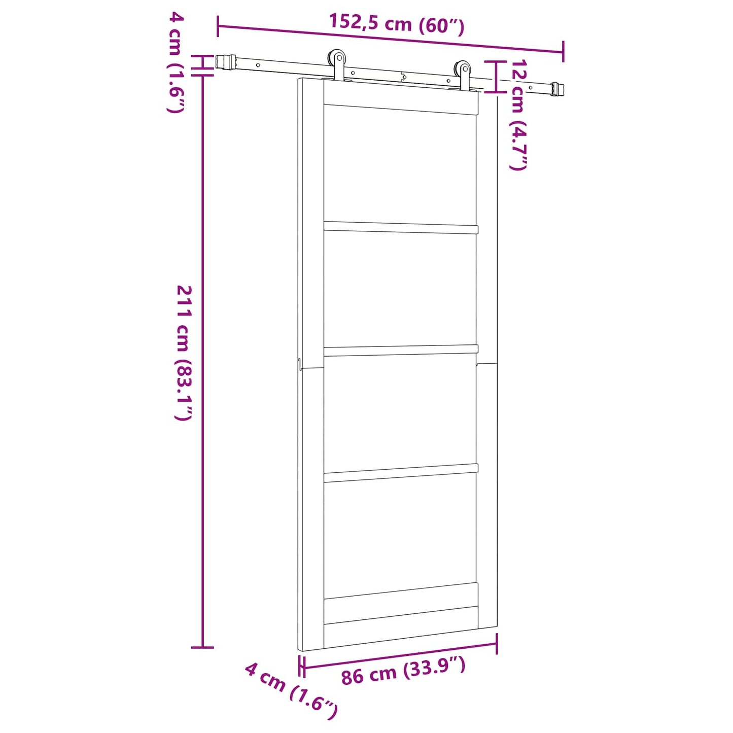 Sliding Door ORKDAL Natural 86 x 211 cm Solid Pine Wood