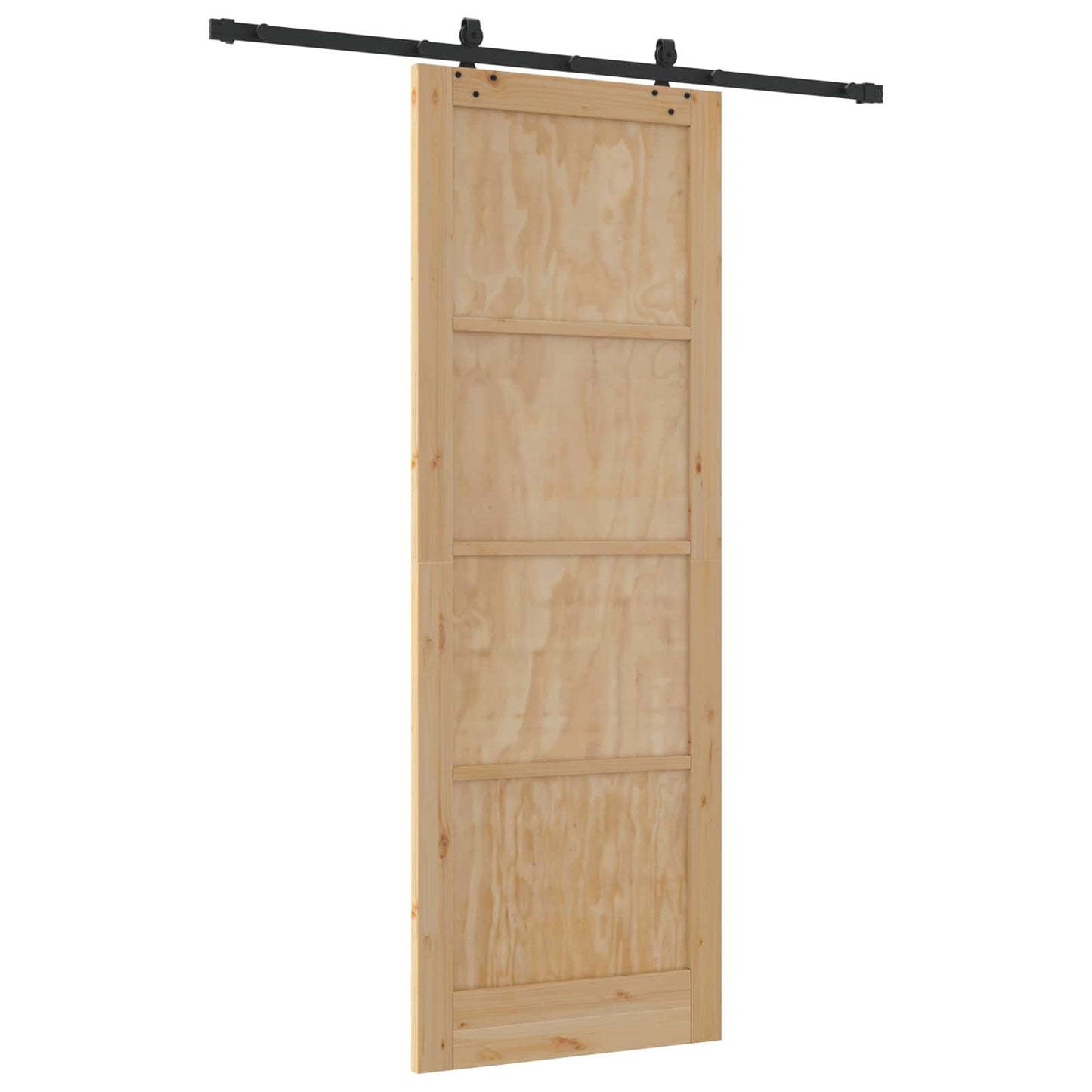 Sliding Door Natural and Black 83 x 232 cm Solid Pine Wood
