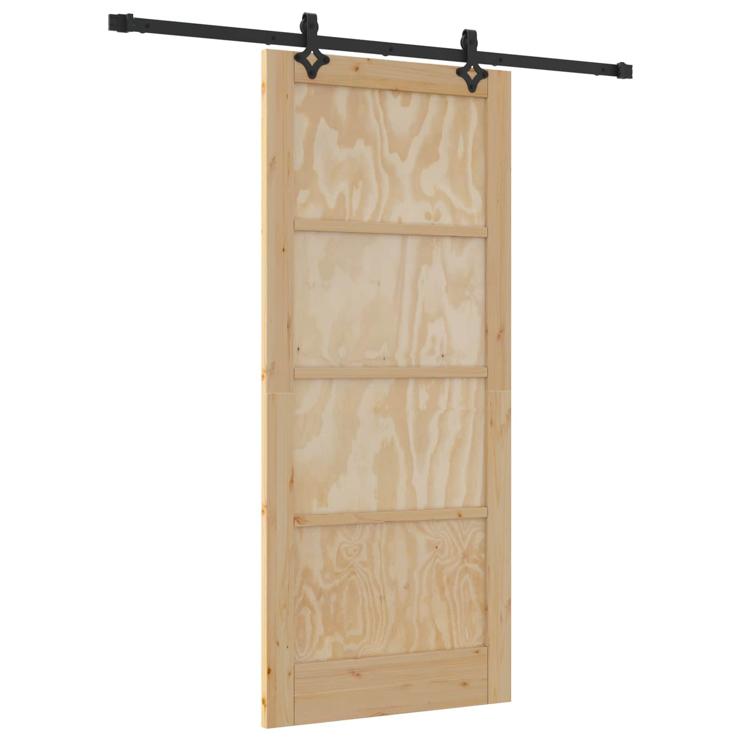 Sliding Door Natural and Black 86 x 198.5 cm Solid Pine Wood
