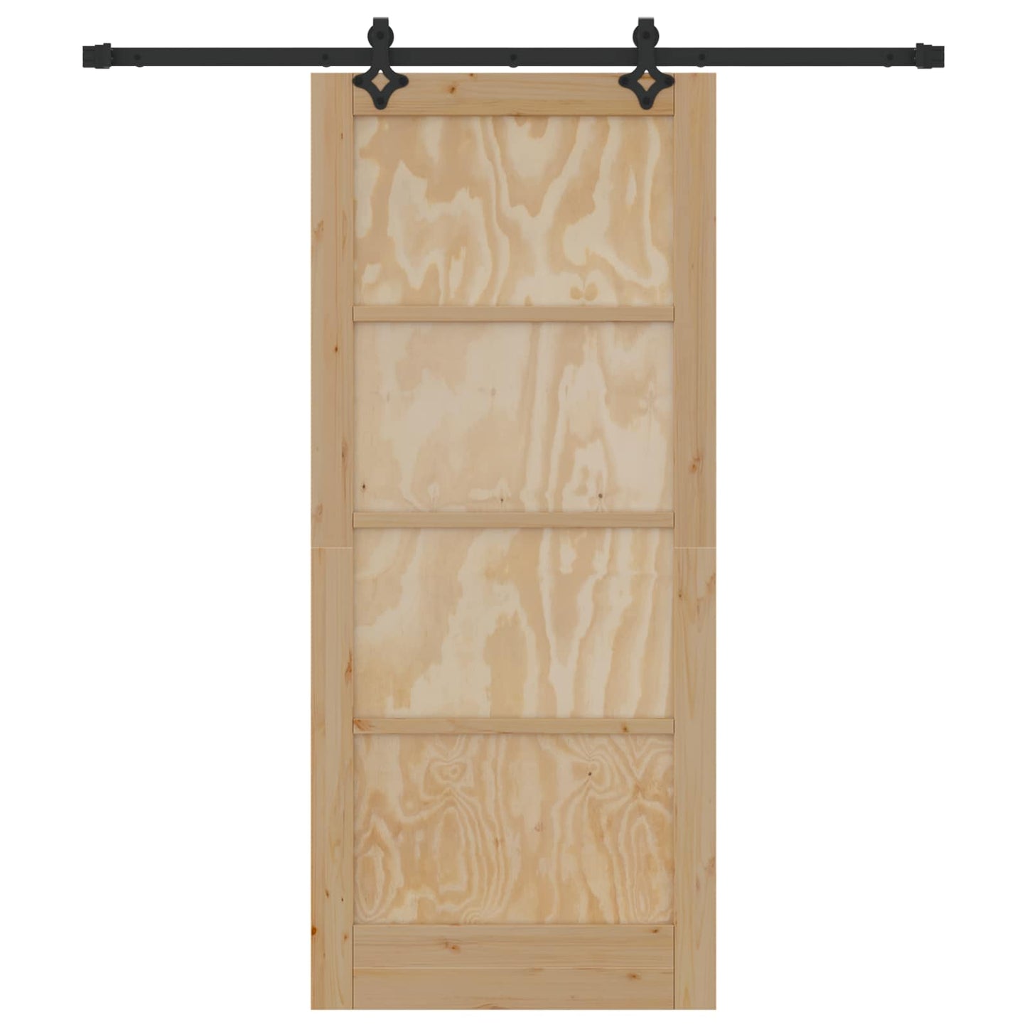 Sliding Door Natural and Black 86 x 198.5 cm Solid Pine Wood