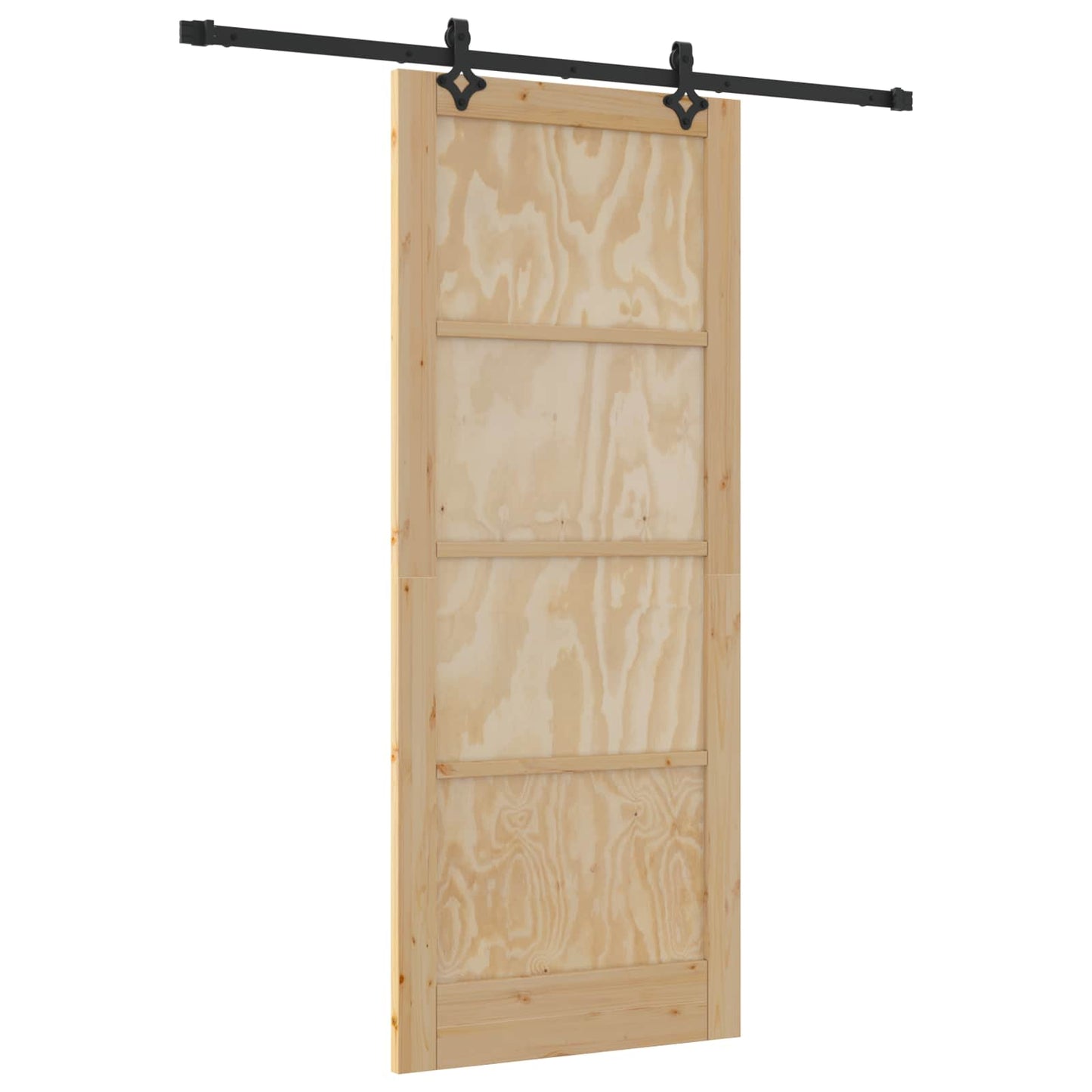Sliding Door Natural and Black 86 x 211 cm Solid Pine Wood