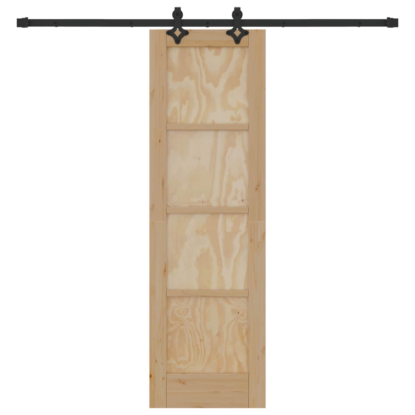 Sliding Door Natural and Black 61 x 198.5 cm Solid Pine Wood