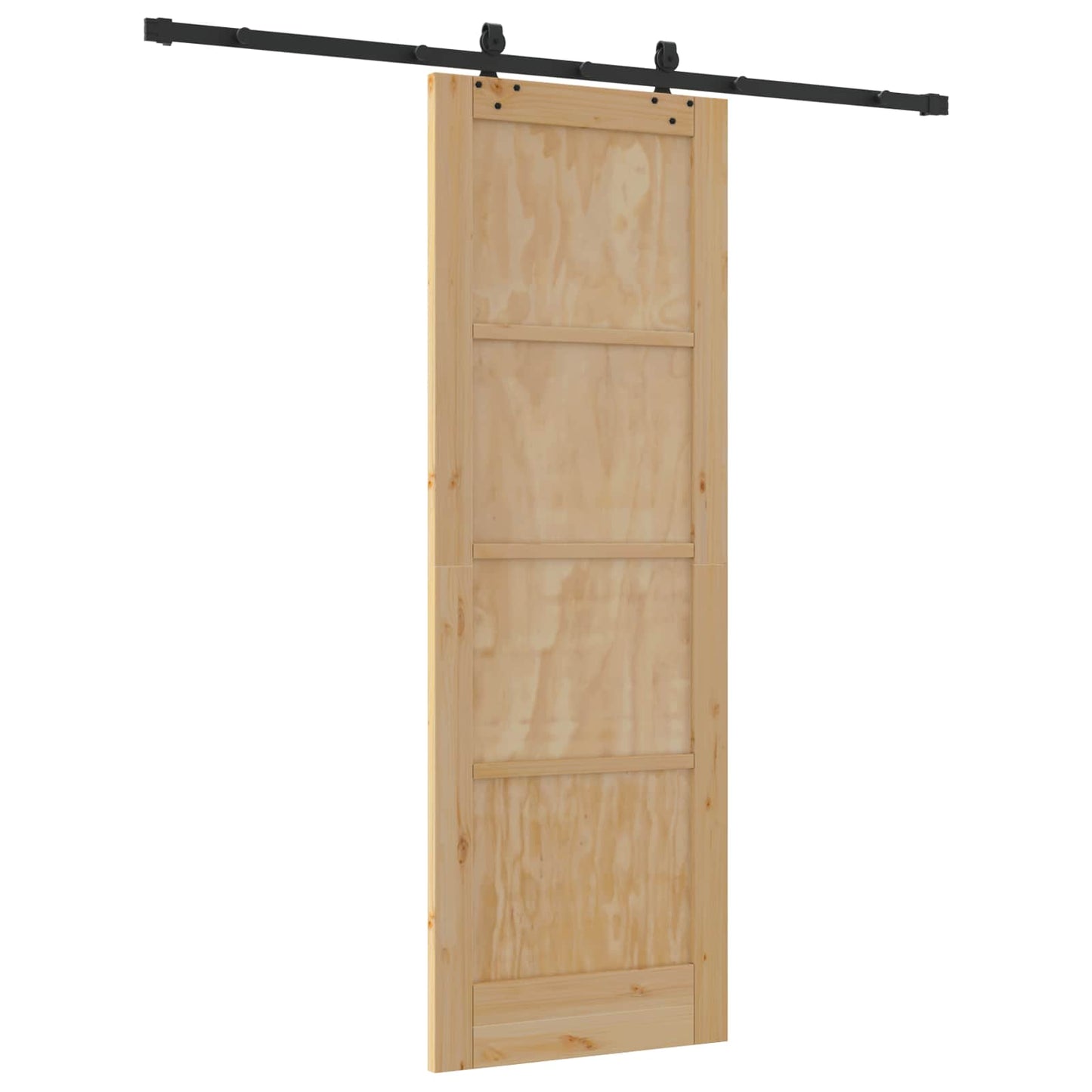 Sliding Door Natural and Black 73.5 x 211 cm Solid Pine Wood