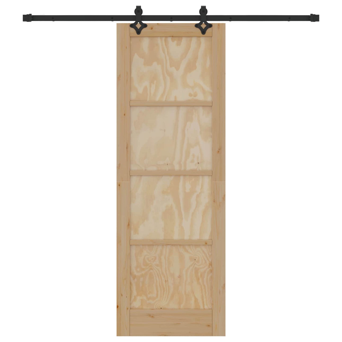 Sliding Door Natural and Black 73.5 x 211 cm Solid Pine Wood