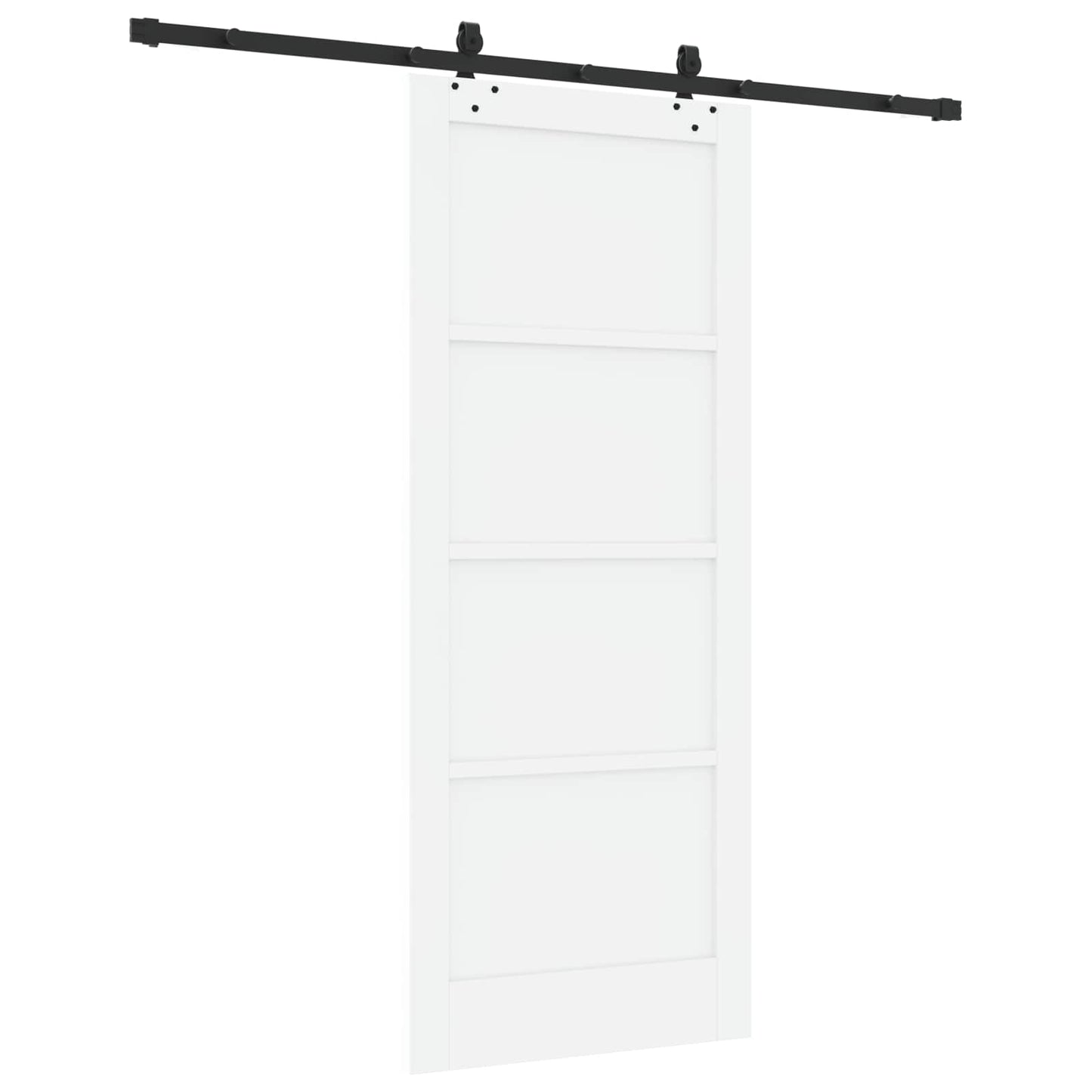 Sliding Door White and Black 83 x 202 cm Solid Pine Wood