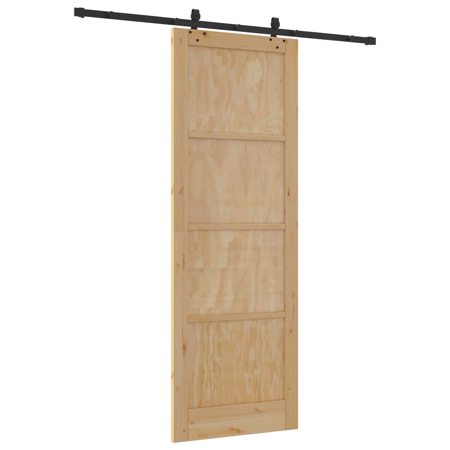 Sliding Door Natural and Black 83 x 232 cm Solid Pine Wood