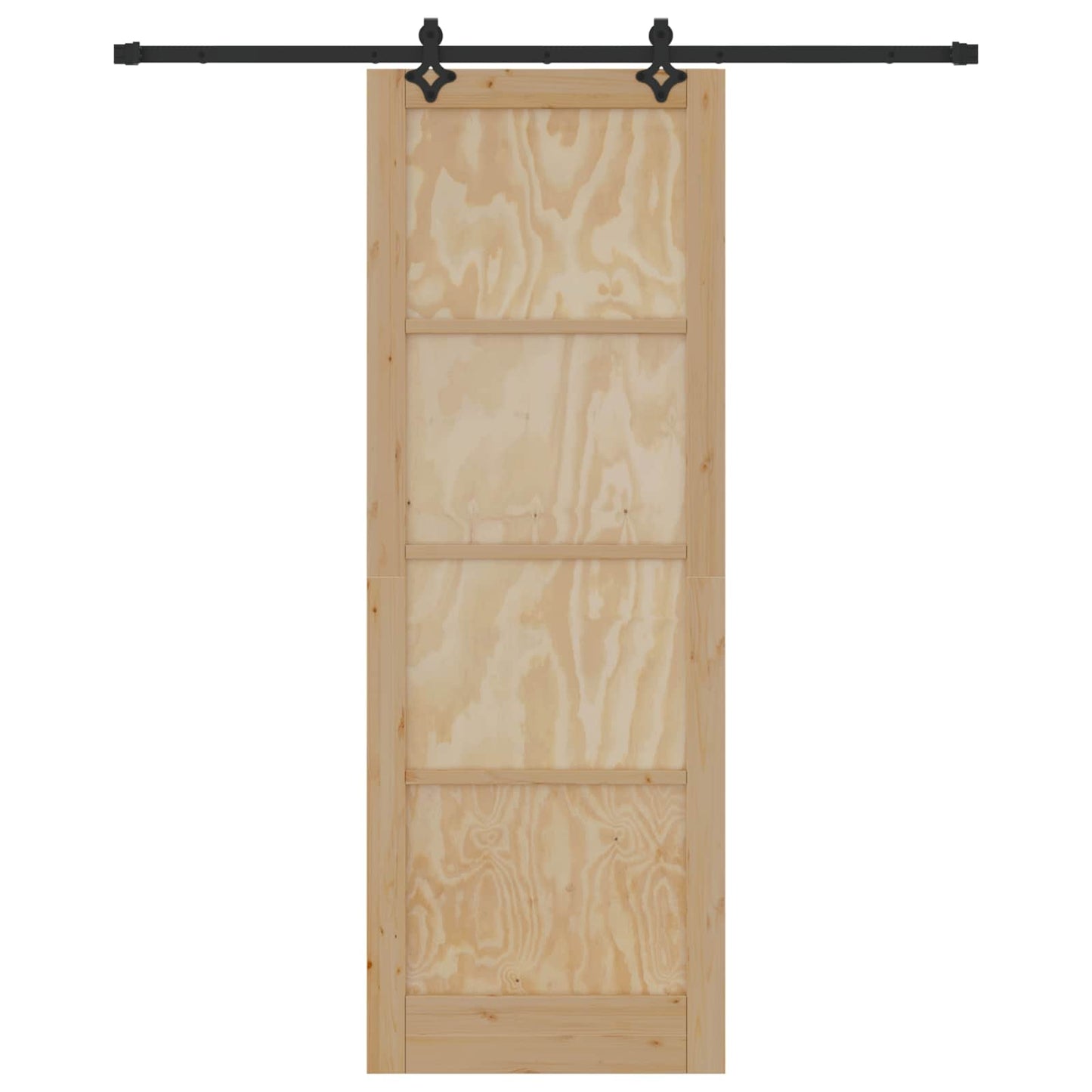 Sliding Door Natural and Black 83 x 232 cm Solid Pine Wood