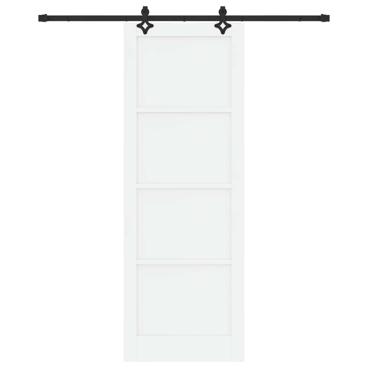 Sliding Door White and Black 83 x 232 cm Solid Pine Wood