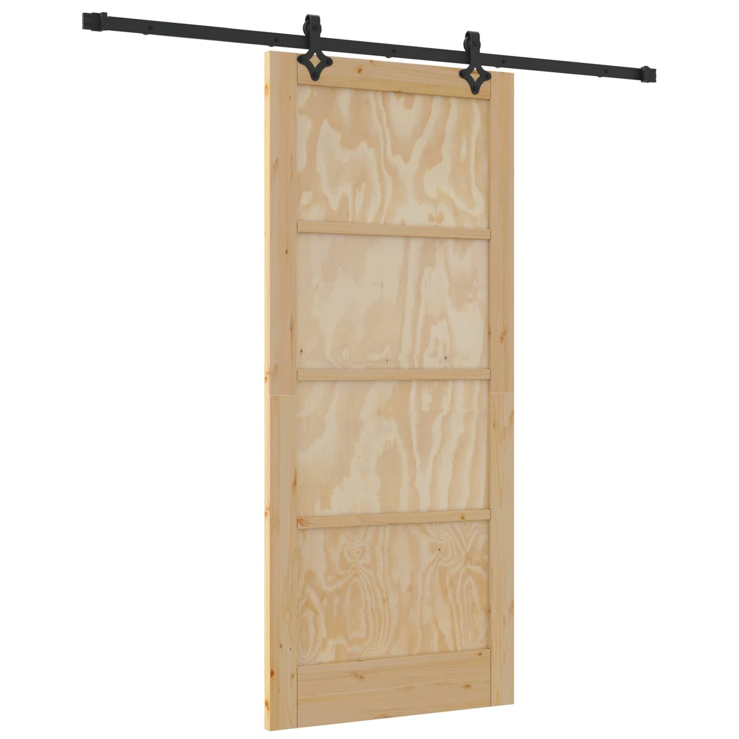 Sliding Door Natural and Black 86 x 198.5 cm Solid Pine Wood