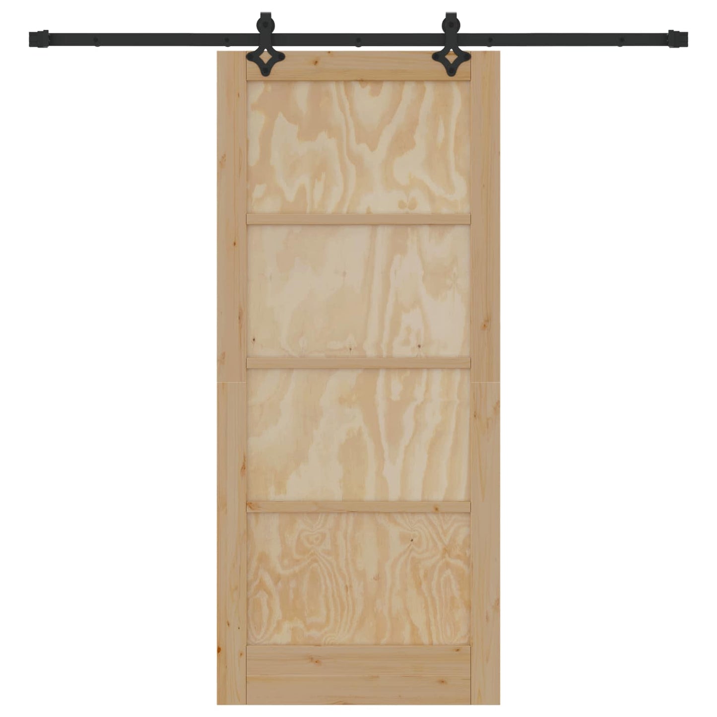 Sliding Door Natural and Black 86 x 198.5 cm Solid Pine Wood