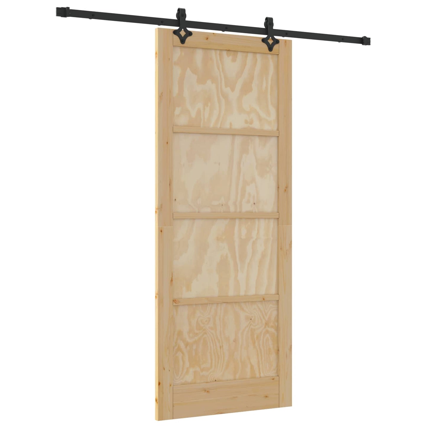 Sliding Door Natural and Black 86 x 211 cm Solid Pine Wood