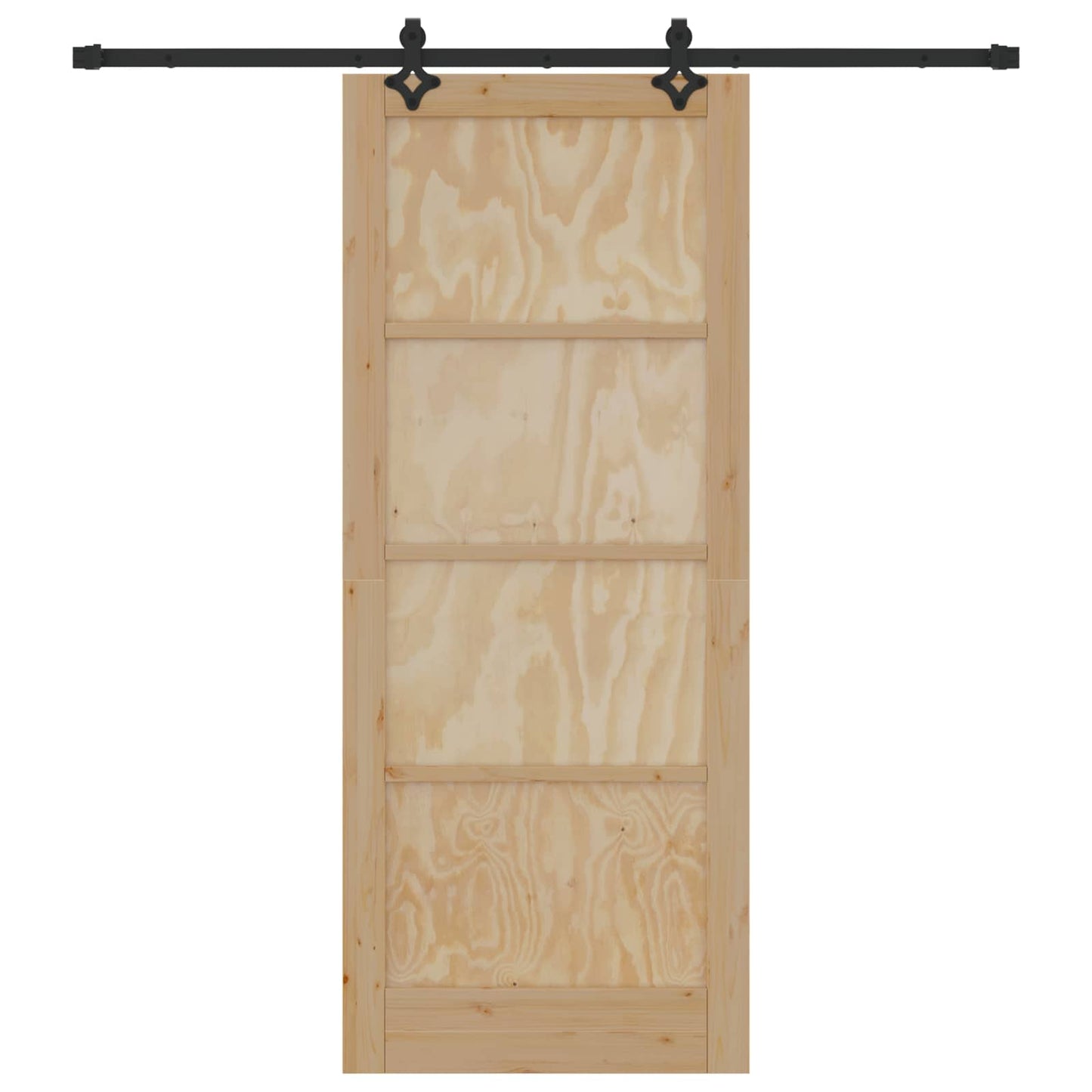 Sliding Door Natural and Black 86 x 211 cm Solid Pine Wood