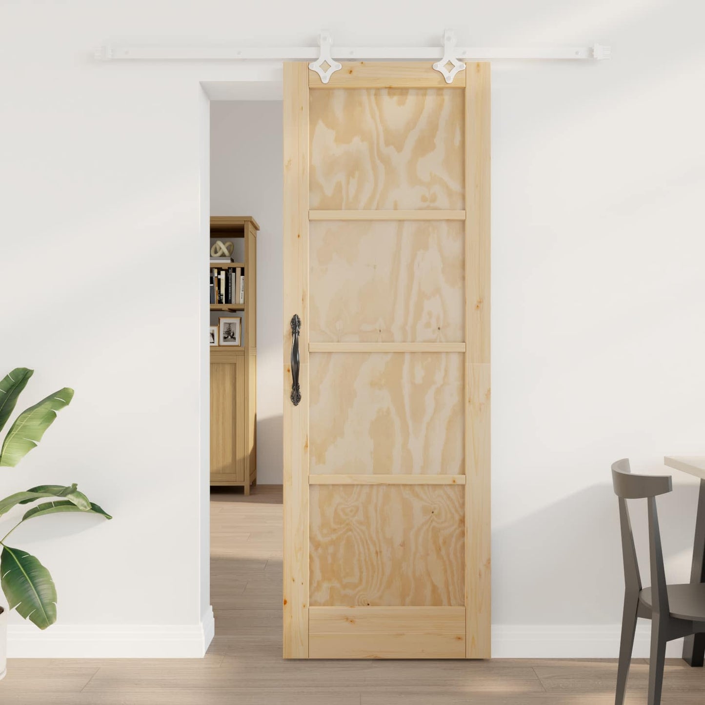 Sliding Door Natural and White 73.5 x 211 cm Solid Pine Wood