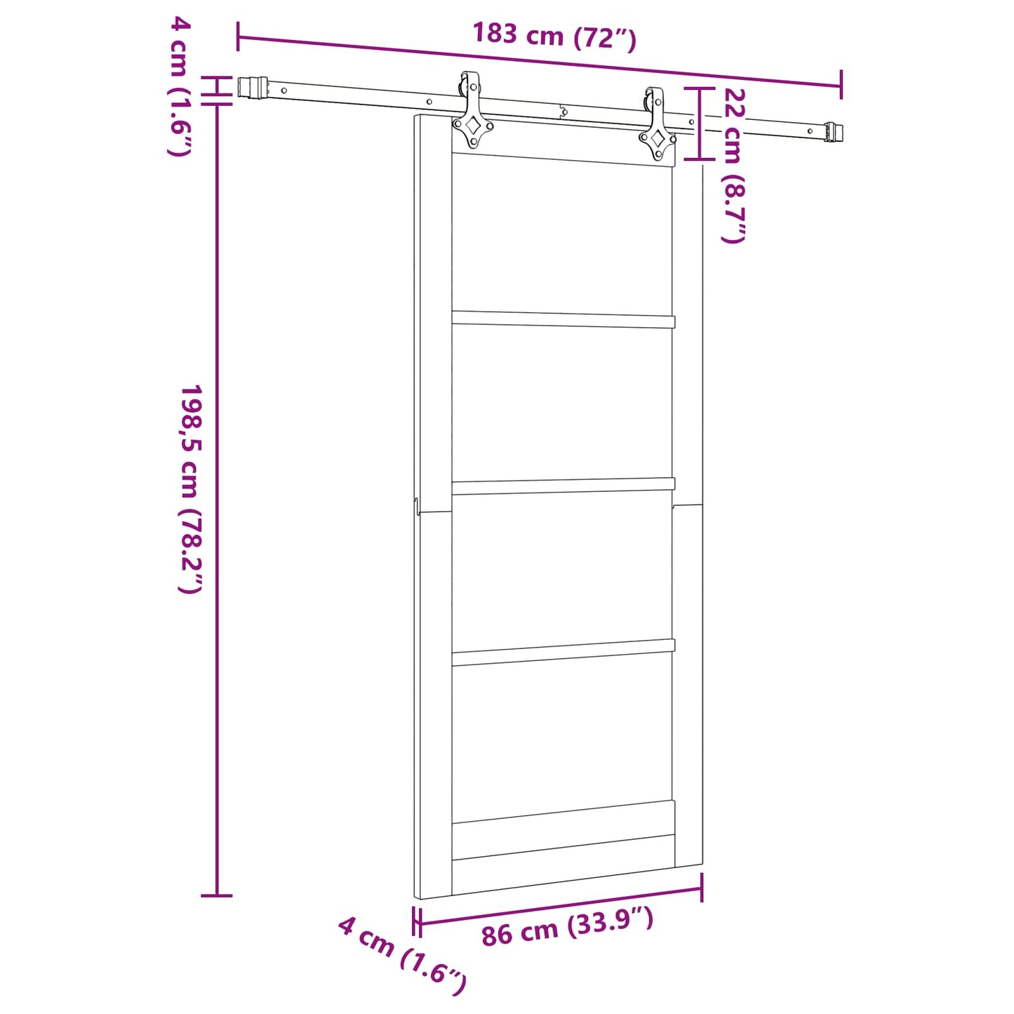 Sliding Door Natural and White 86 x 198.5 cm Solid Pine Wood