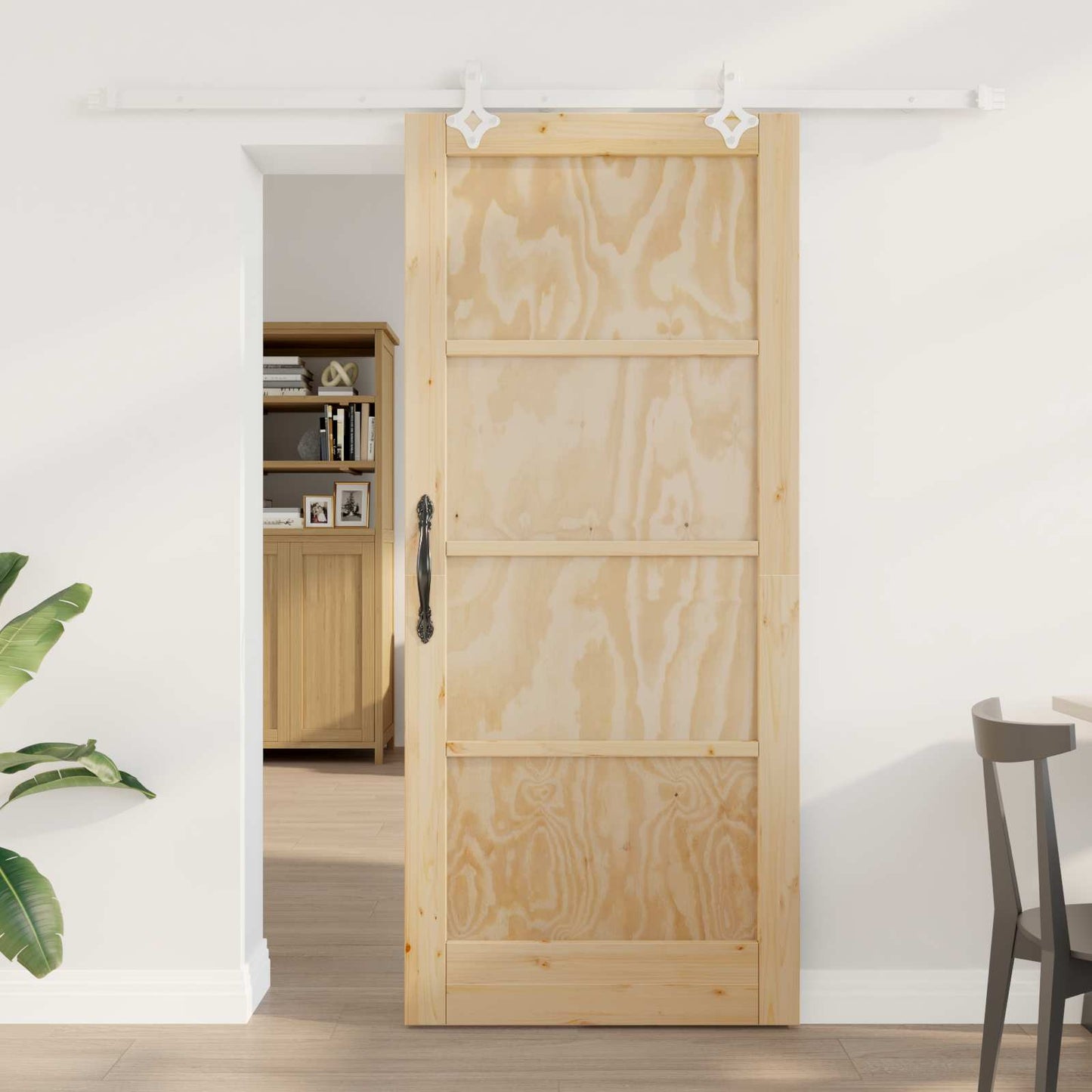 Sliding Door Natural and White 86 x 198.5 cm Solid Pine Wood