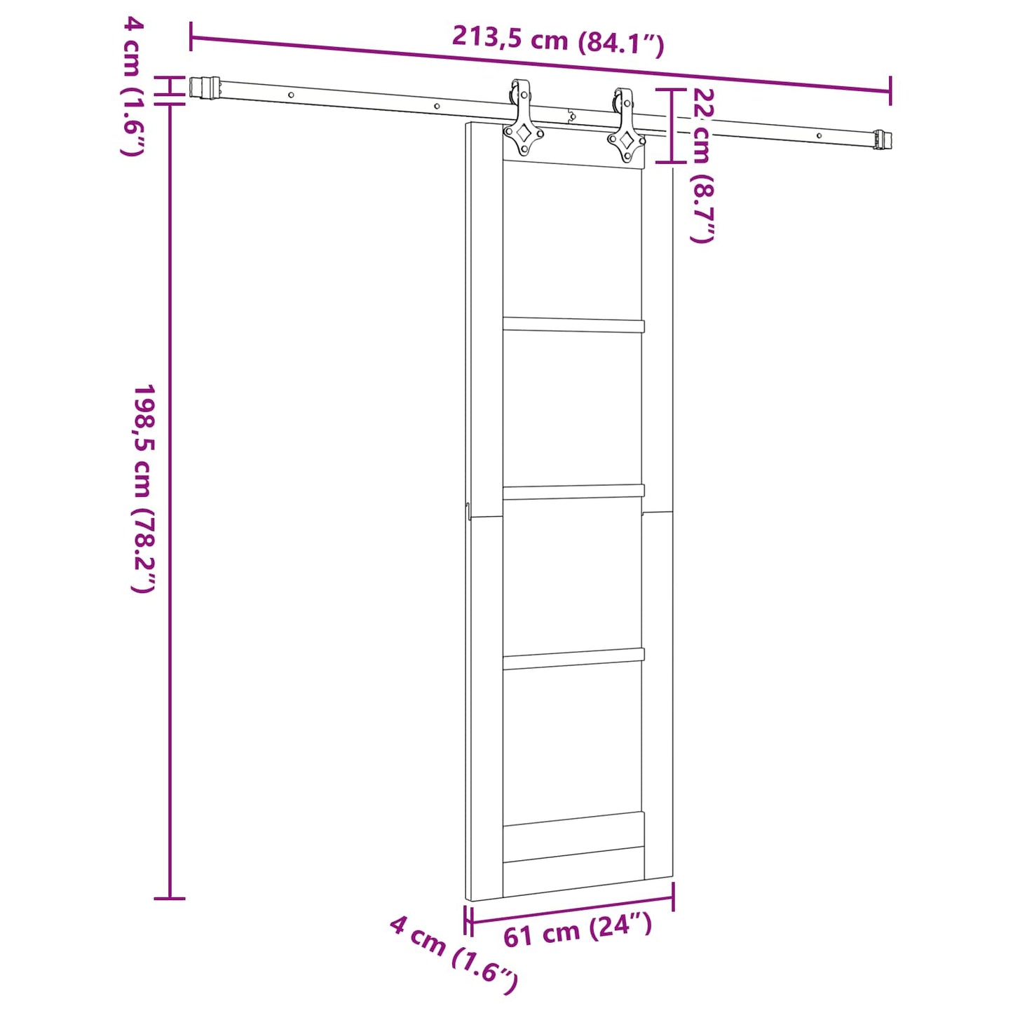 Sliding Door ORKDAL Natural 61 x 198.5 cm Solid Pine Wood