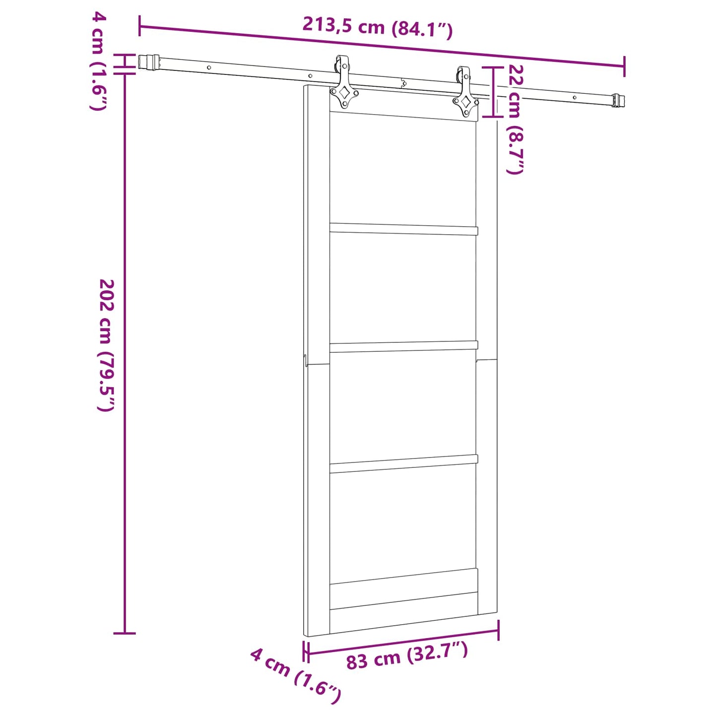 Sliding Door ORKDAL White 83 x 202 cm Solid Pine Wood