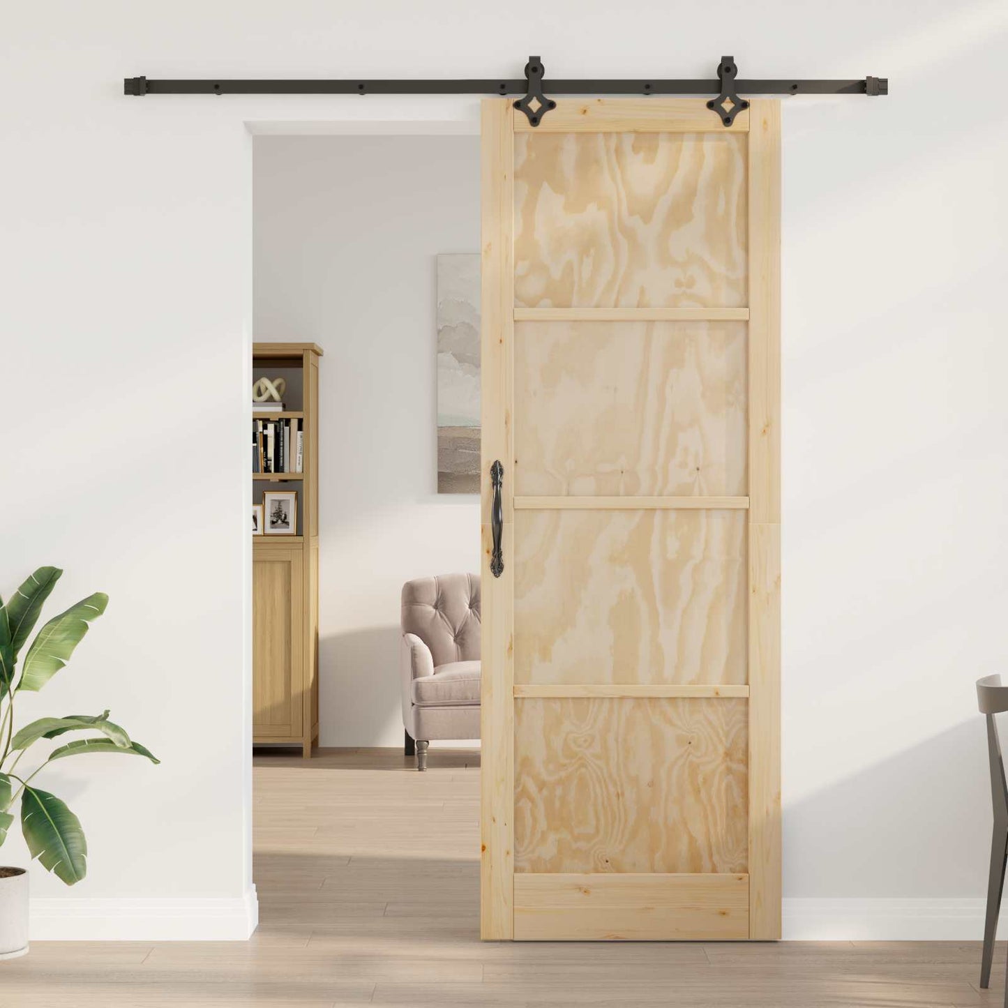 Sliding Door ORKDAL Natural 83 x 232 cm Solid Pine Wood