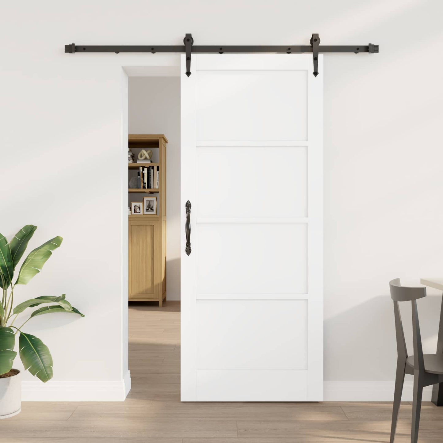 Sliding Door ORKDAL White and Black 83 x 202 cm Solid Pine Wood
