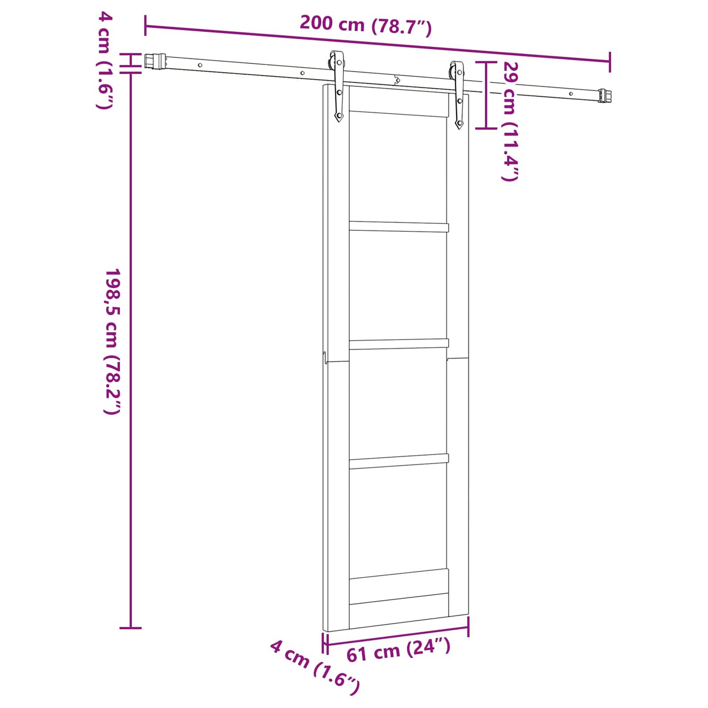 Sliding Door ORKDAL Natural and Black 61 x 198.5 cm